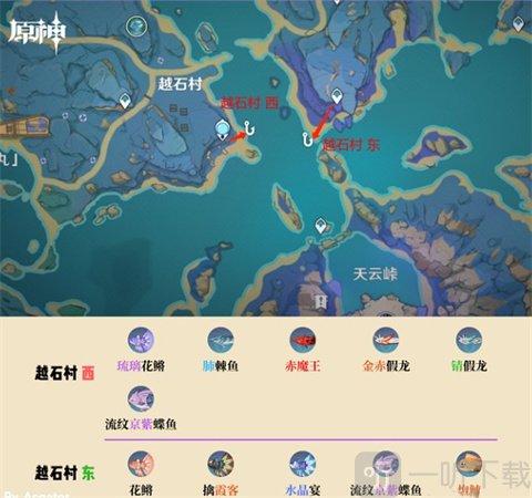 云原神秒玩版越石村钓鱼地点