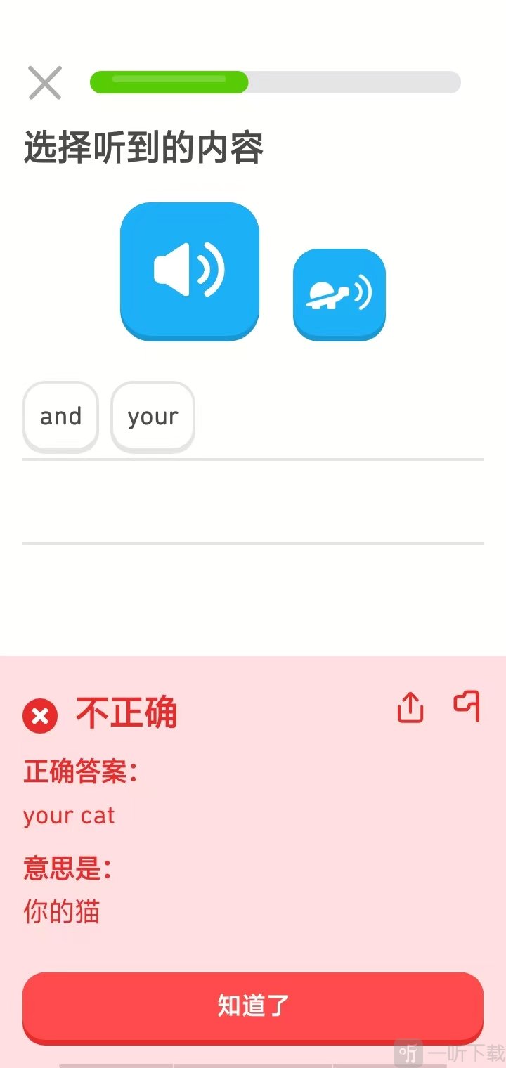 多邻国App错误答案提示