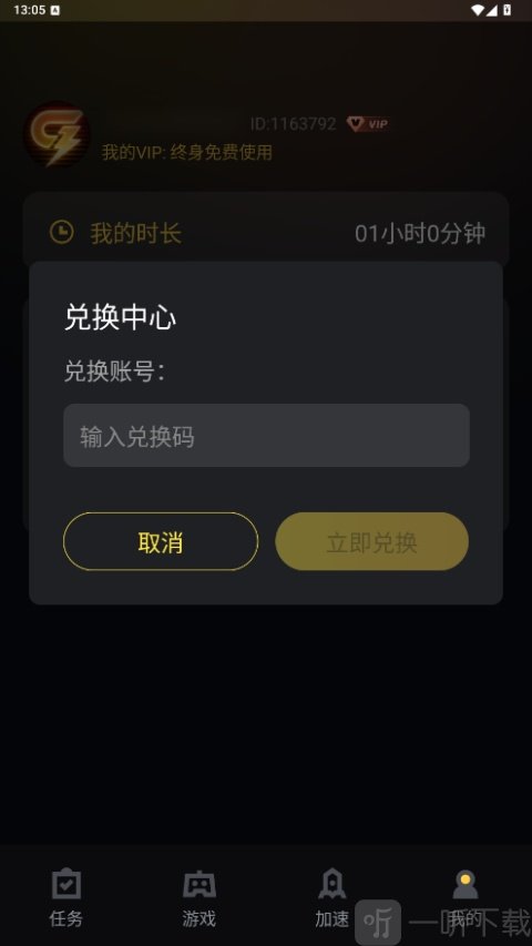 给梨加速器输入VIP兑换码页面