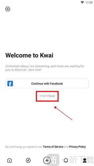 kwai快手海外版选择注册方式