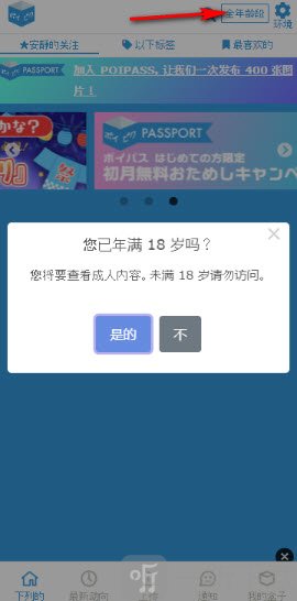 Poipiku年龄段设置弹窗