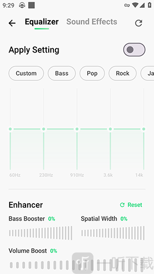 Panda Music Player均衡器调节界面