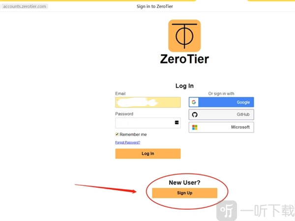 zerotier one注册与登录页面