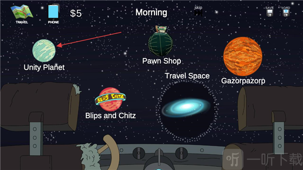 瑞克和莫蒂回家之路星球选择界面