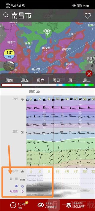 windy台风点击地点查看云层信息