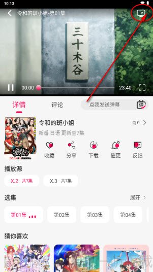 月之祠播放页TV投屏按钮