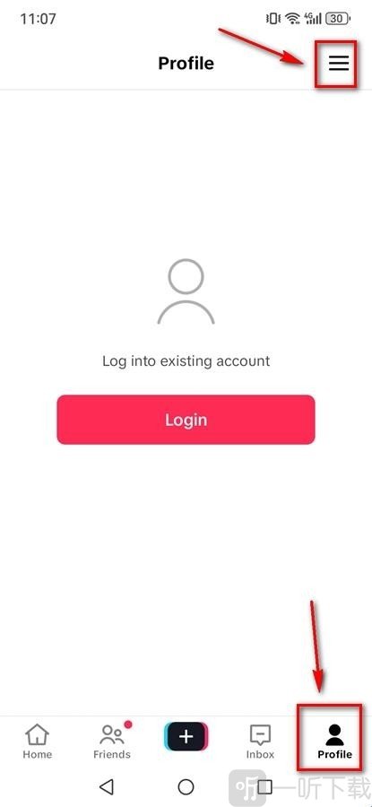 点击Profile页面右上角三横线图标