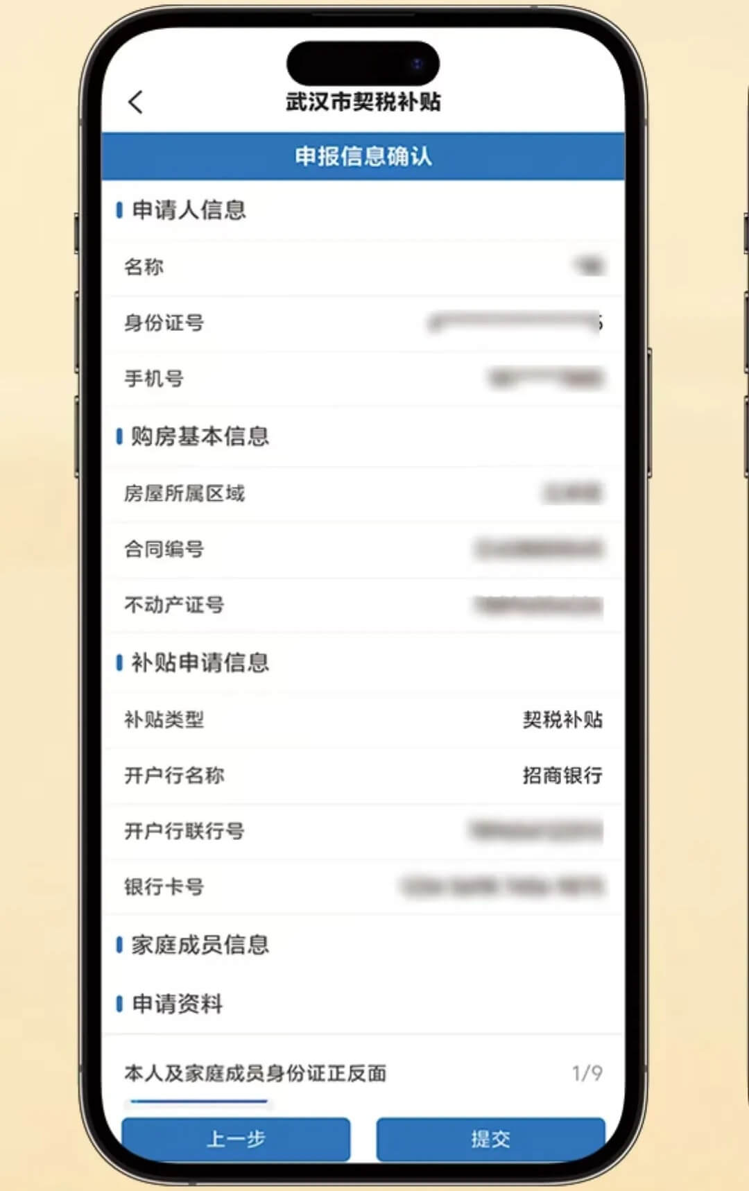 武汉安居链申请信息确认截图