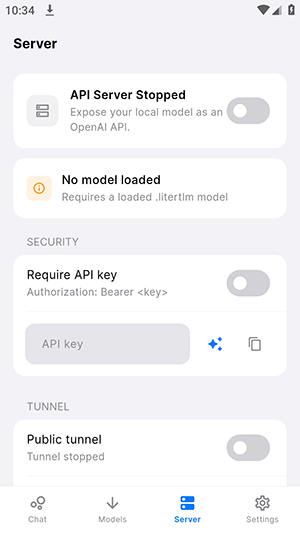 PrivateLM API设置功能截图