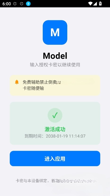 Model激活成功后点击进入应用