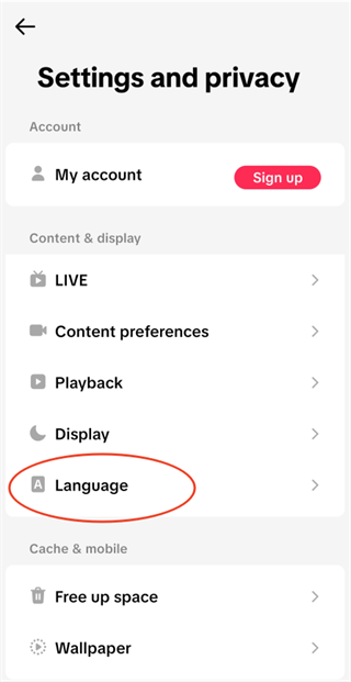 TikTok Language语言设置