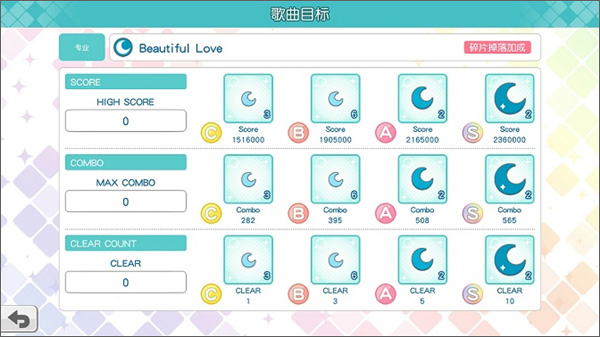 歌之王子殿下手游歌曲挑战目标与通关奖励