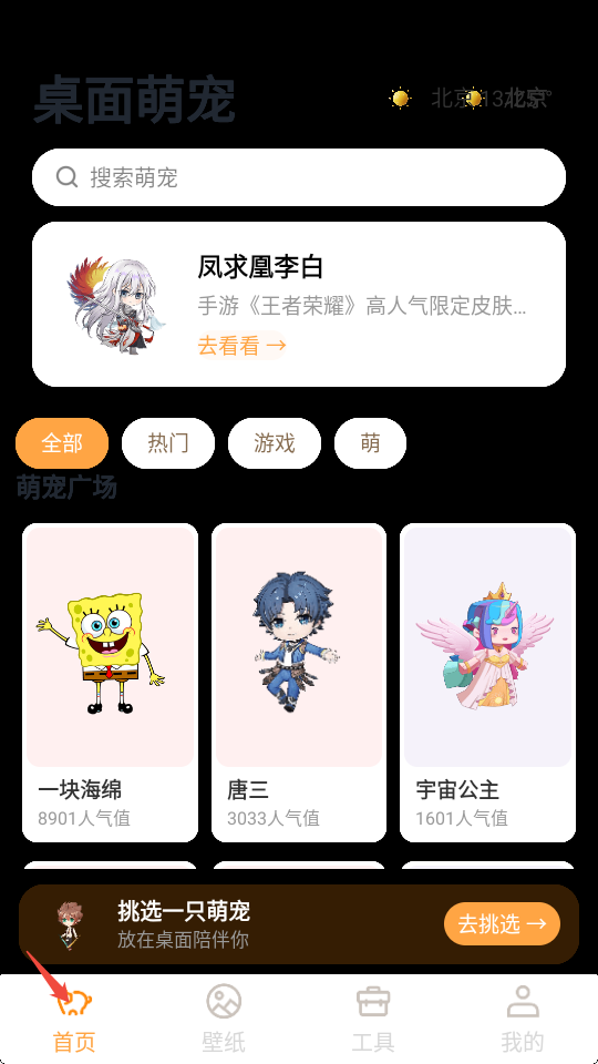 桌面电子萌宠首页