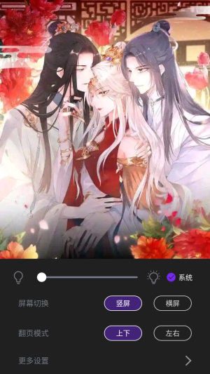 云漫城阅读设置页面调整屏幕显示与漫画翻页模式